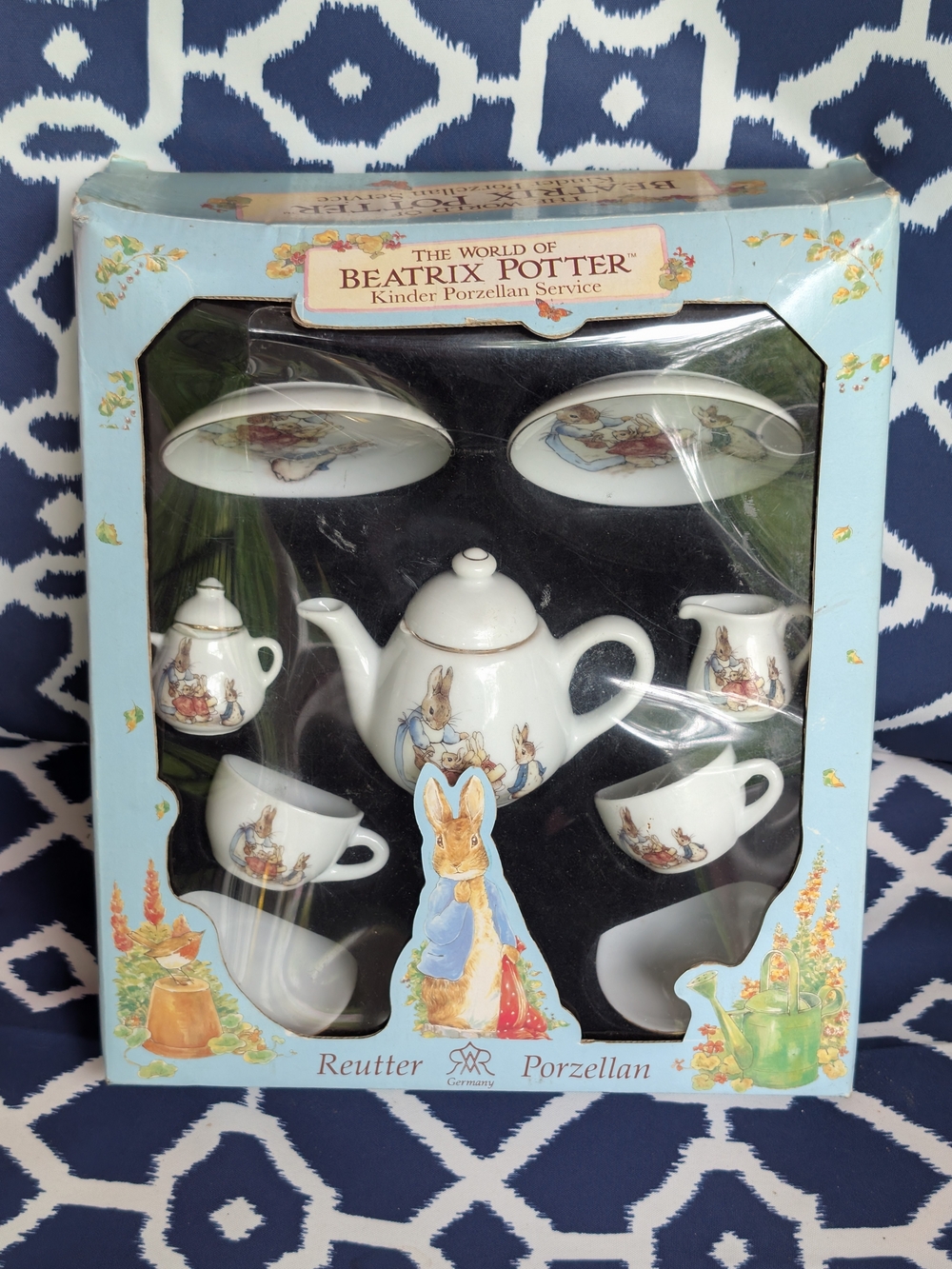 Vintage 2003 Beatrix Potter Peter Rabbit Miniature Tea Set Boxed Germany Reutter